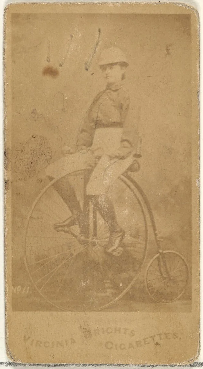 Card 11, from the Girl Cyclists series (N49) for Virginia Brights Cigarettes — Allen & Ginter