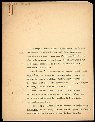 [Essay in French: "A propos, chose plutôt interessante..."]