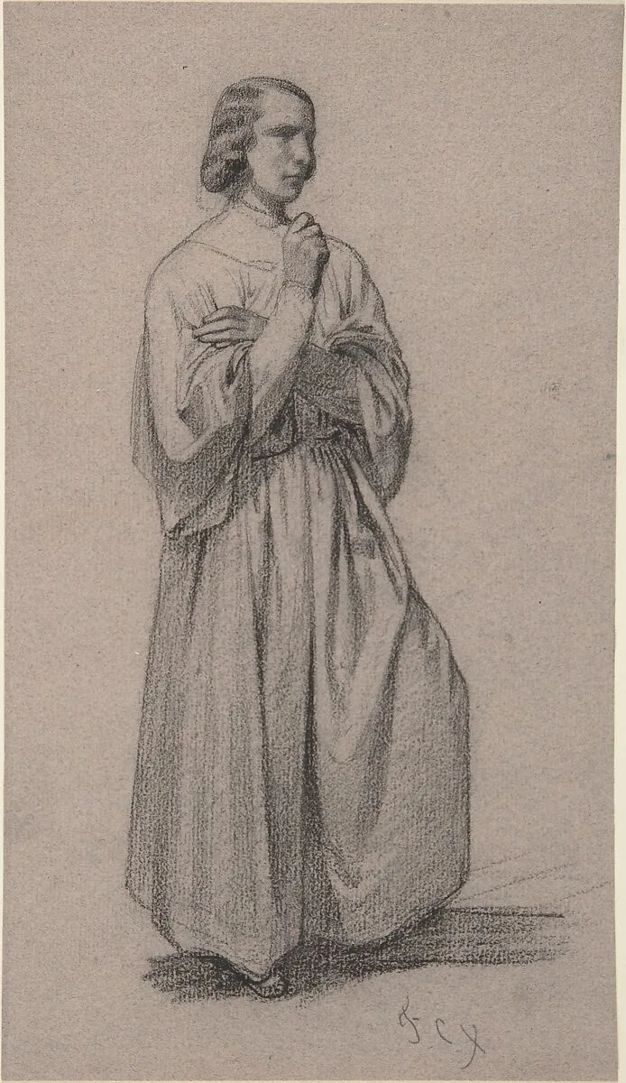 Three-Quarter View of a Standing Male Robed Figure — François-Claudius Compte-Calix