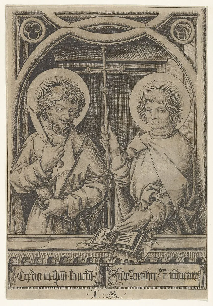 St. Bartholomew and St. Philip, from The Apostles — Israhel van Meckenem