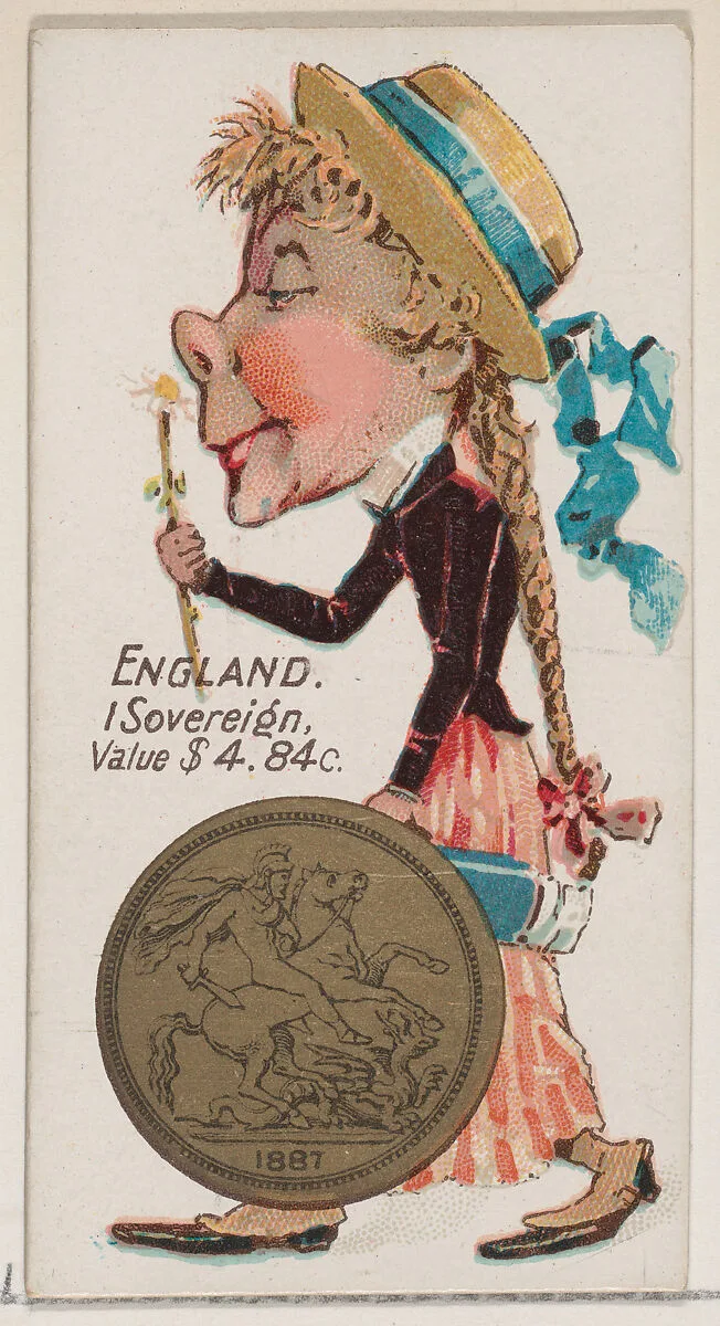 England, 1 Sovereign, from the series Coins of All Nations (N72, variation 1) for Duke brand cigarettes — W. Duke, Sons & Co.