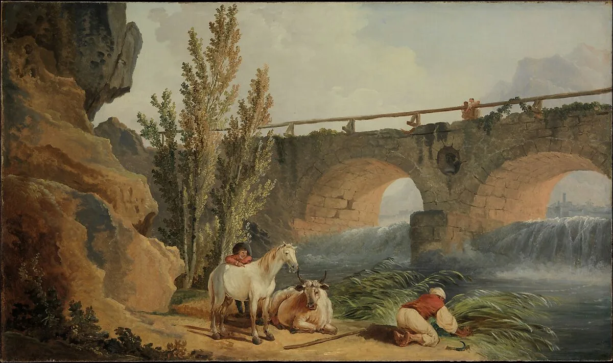 Bridge over a Cascade — Hubert Robert