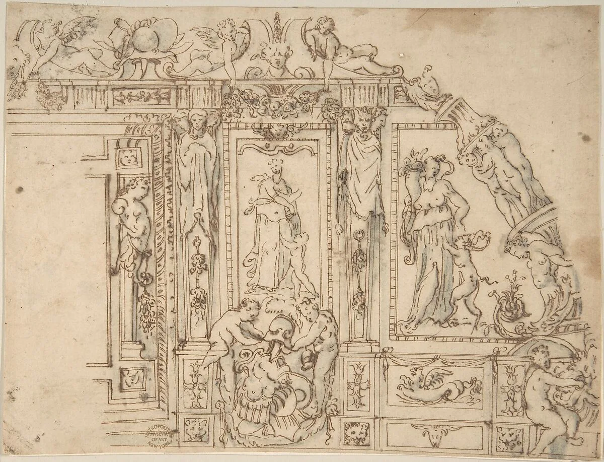 Sketch for Wall Decoration — Anonymous, Italian, 16th century