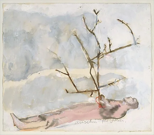 Man Lying with Branch