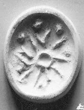 Stamp seal (bifacial scaraboid) with animal and divine symbol — Unknown
