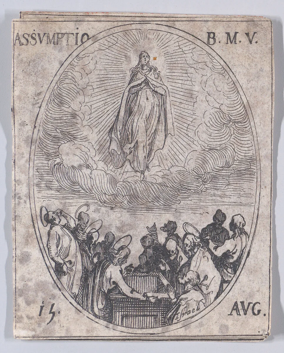 L'Assomption de la Sainte Vierge (The Assumption of the Virgin), August 15th, from "Les Images De Tous Les Saincts et Saintes de L'Année" (Images of All of the Saints and Religious Events of the Year) — Jacques Callot|Israël Henriet