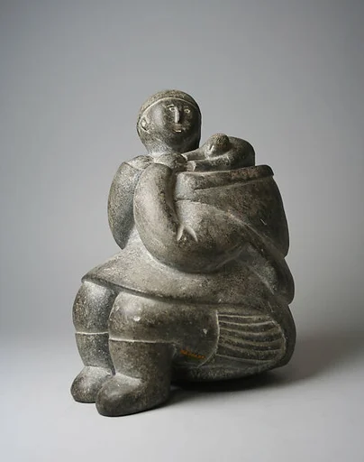 Stone Mother and Child Figure