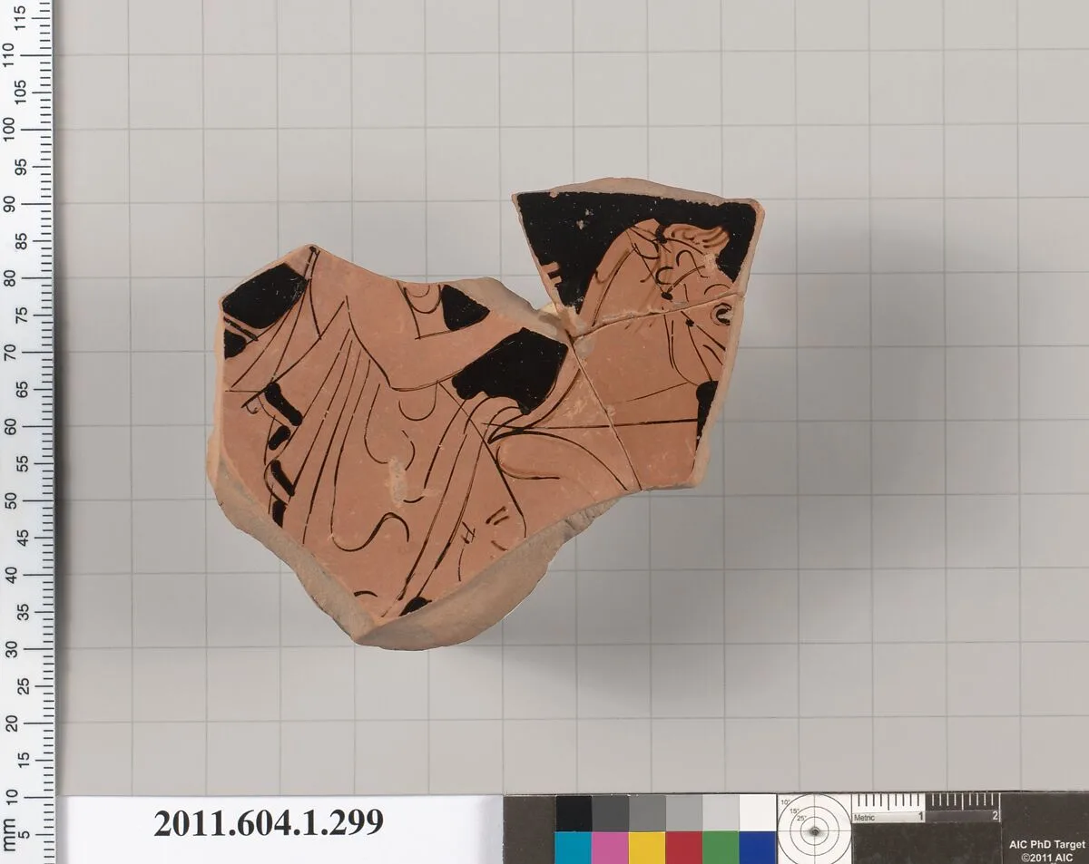 Terracotta fragment of a kylix (drinking cup) — Painter Z