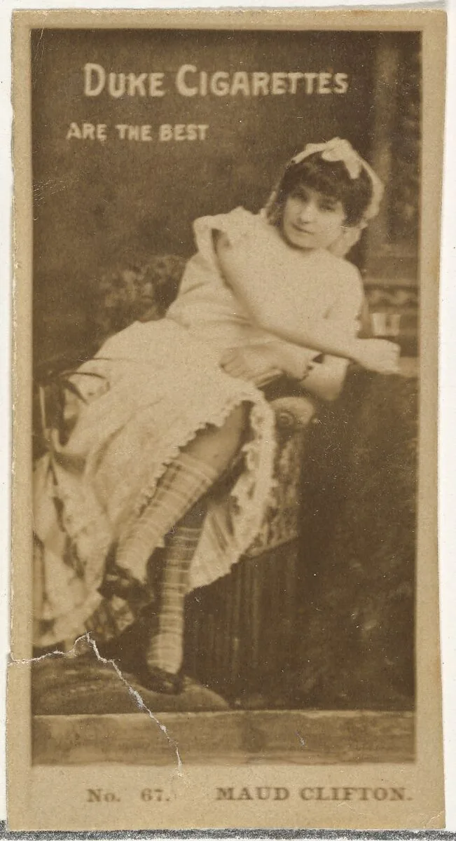 Card Number 67, Maud Clifton, from the Actors and Actresses series (N145-6) issued by Duke Sons & Co. to promote Duke Cigarettes — W. Duke, Sons & Co.