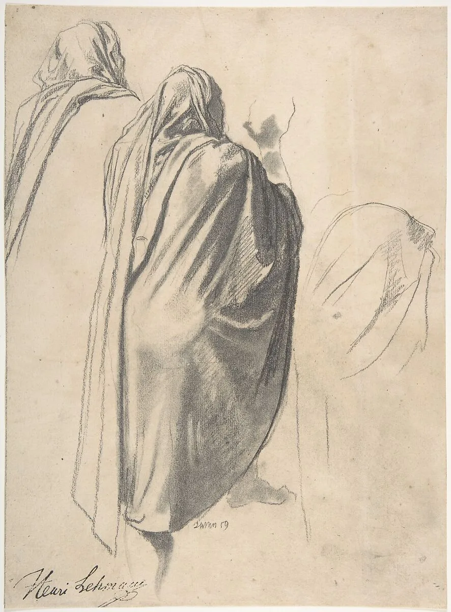 Back View of a Male Figure Wearing a Cloak — Henri Lehmann
