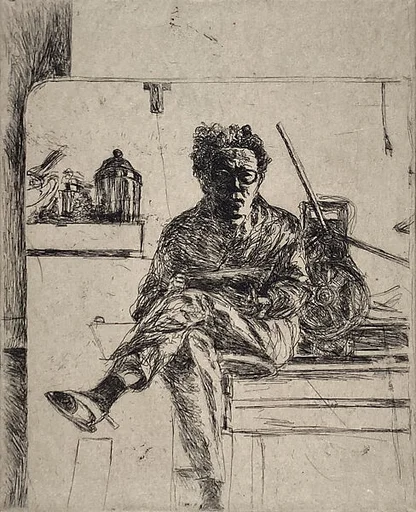 Mirror with Self-Portrait and Press