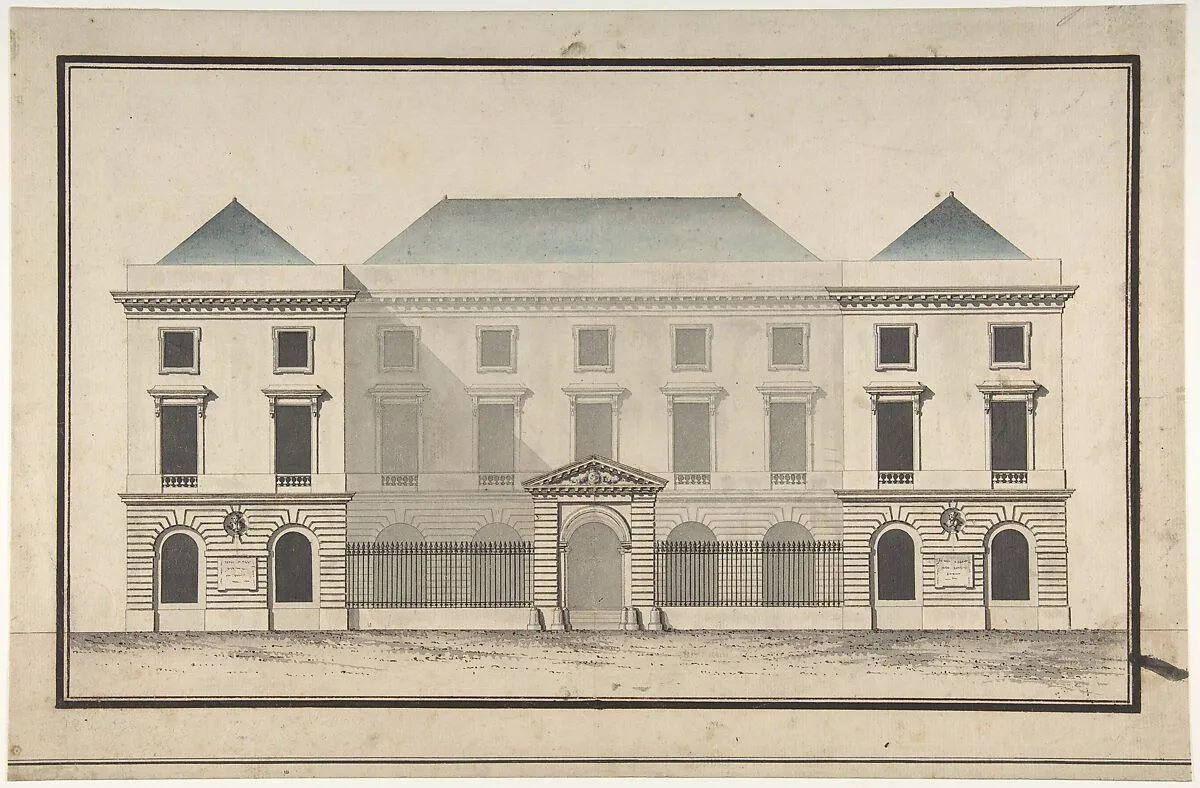 Design for the Collège de France, Paris: Elevation of Court Front Showing Entrance Screen — Jean François Chalgrin
