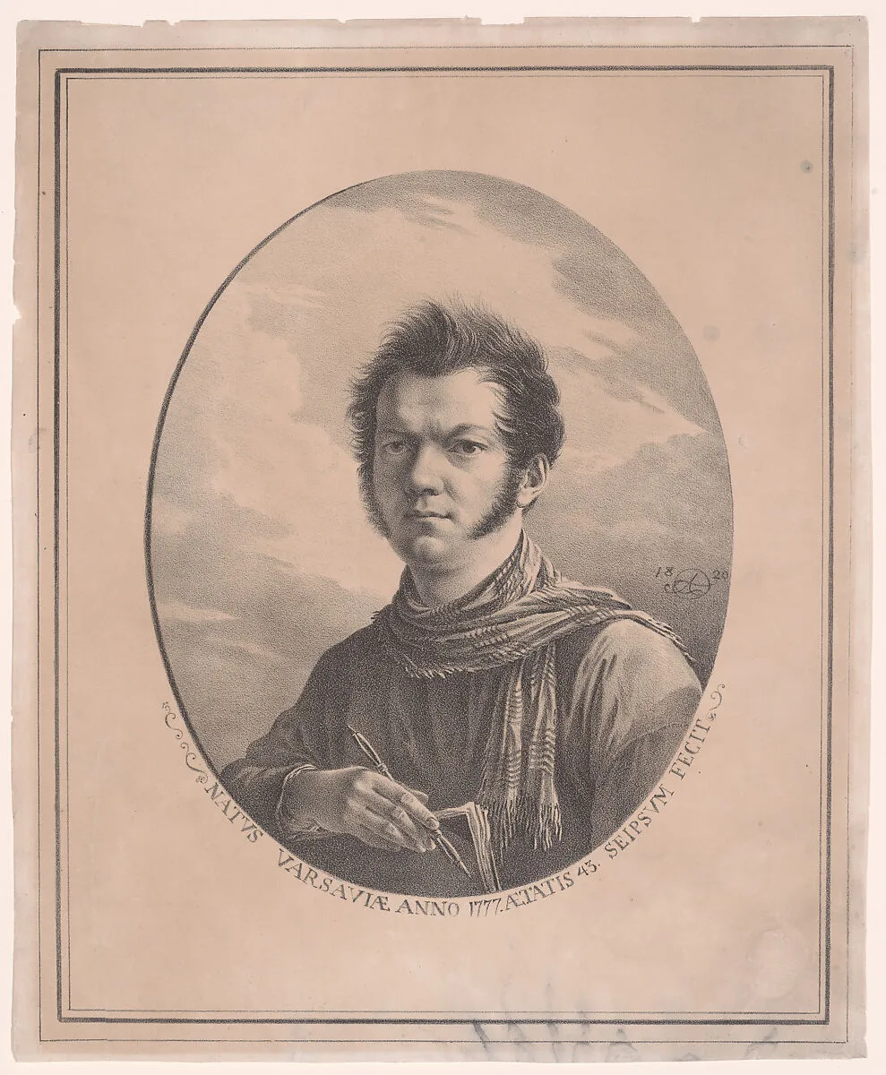 Self-portrait with an album and pen — Aleksandr Orlovsky