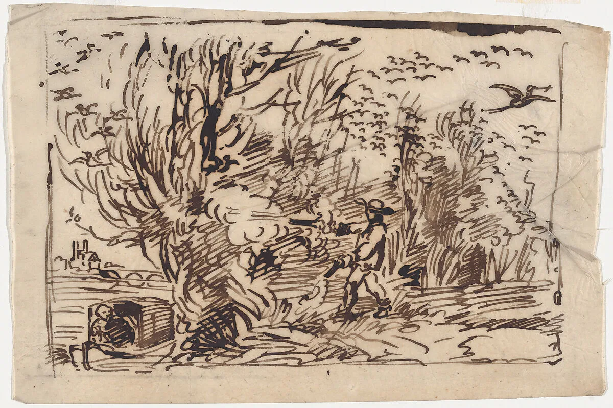Hunting for Birds: The Cabin Boy Scares the Birds — Charles-François Daubigny
