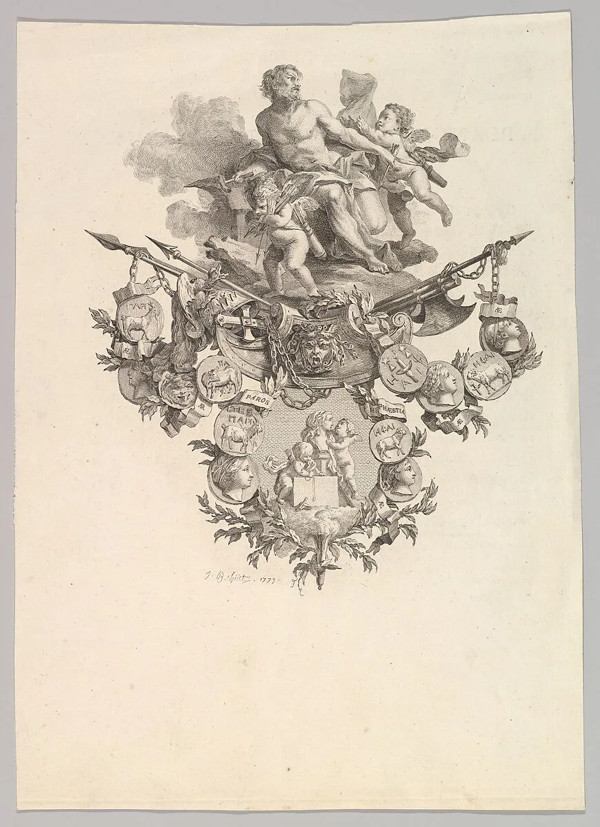 Vignette with Hephaestus and Putti — Jean-Baptiste Huet I