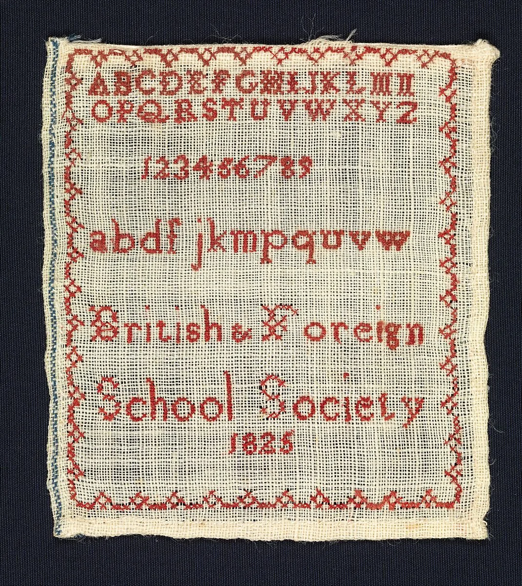 Sampler made at the British and Foreign School Society — Unknown