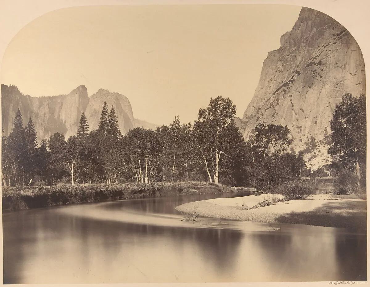 River View, Down the Valley, Cathedral Rock on Left — Carleton E. Watkins