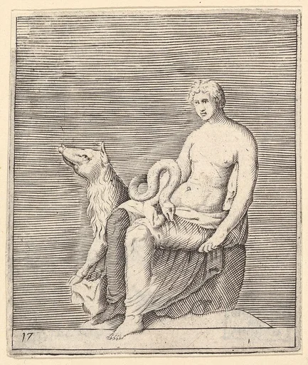 Figure with Pig and Serpent, from "Ex Antiquis Cameorum et Gemmae Delineata/ Liber Secundus/et ab Enea Vico Parmen Incis"