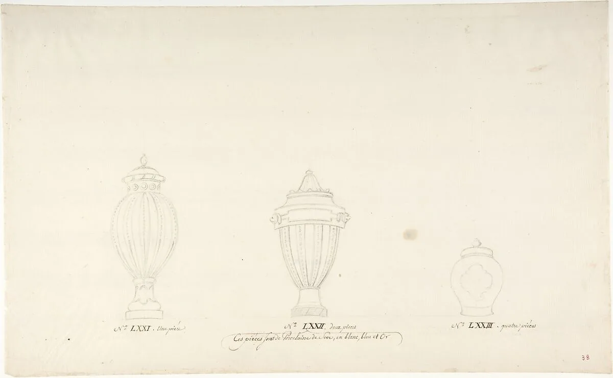 Design for Three Vases — Anonymous, French, 18th century