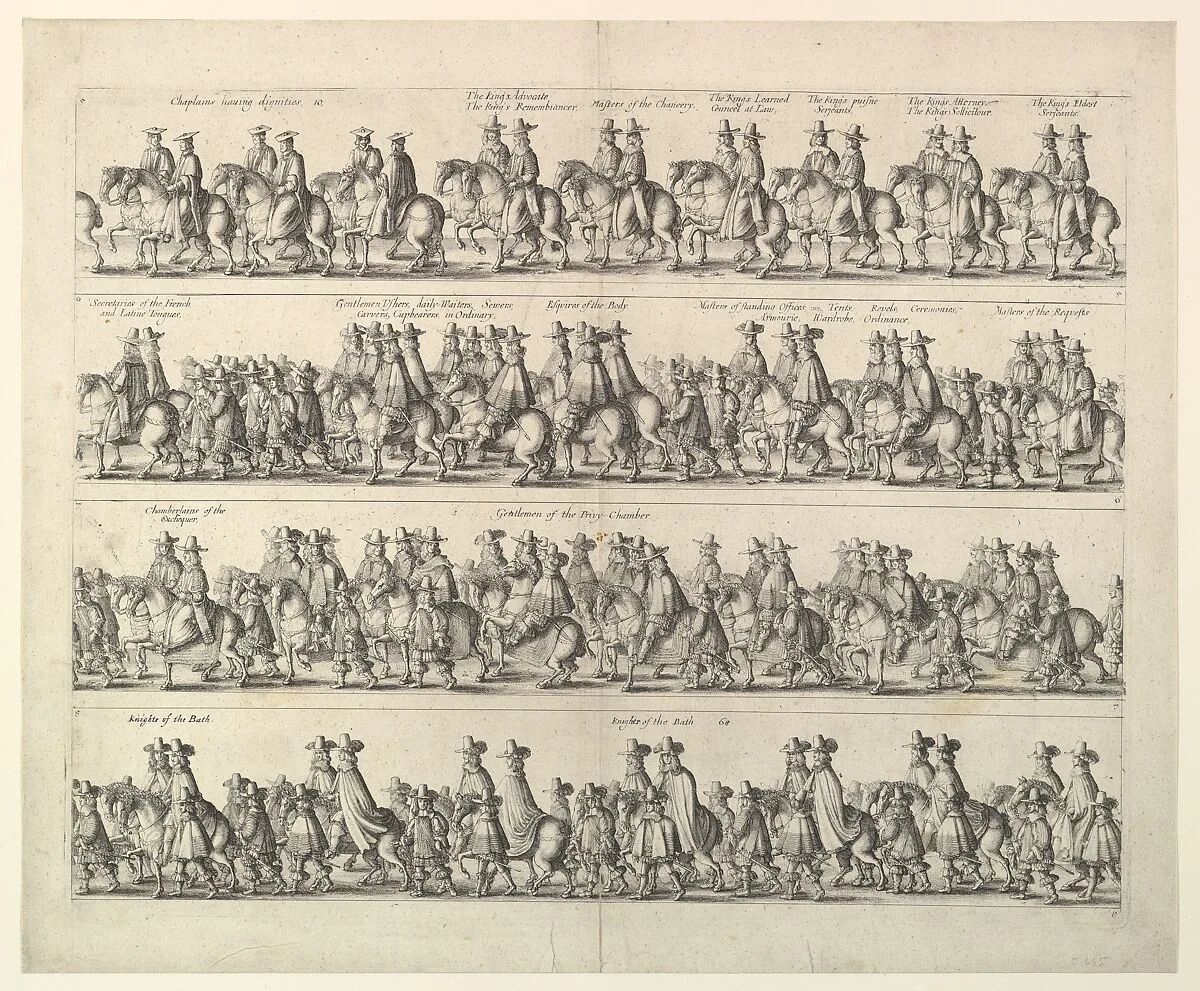 Coronation Procession of Charles II Through London (from John Ogilby's "The Entertainment of...Charles II," London, 1662) — Wenceslaus Hollar|John Ogilby|Charles II, King of England, Ireland, Scotland and Wales