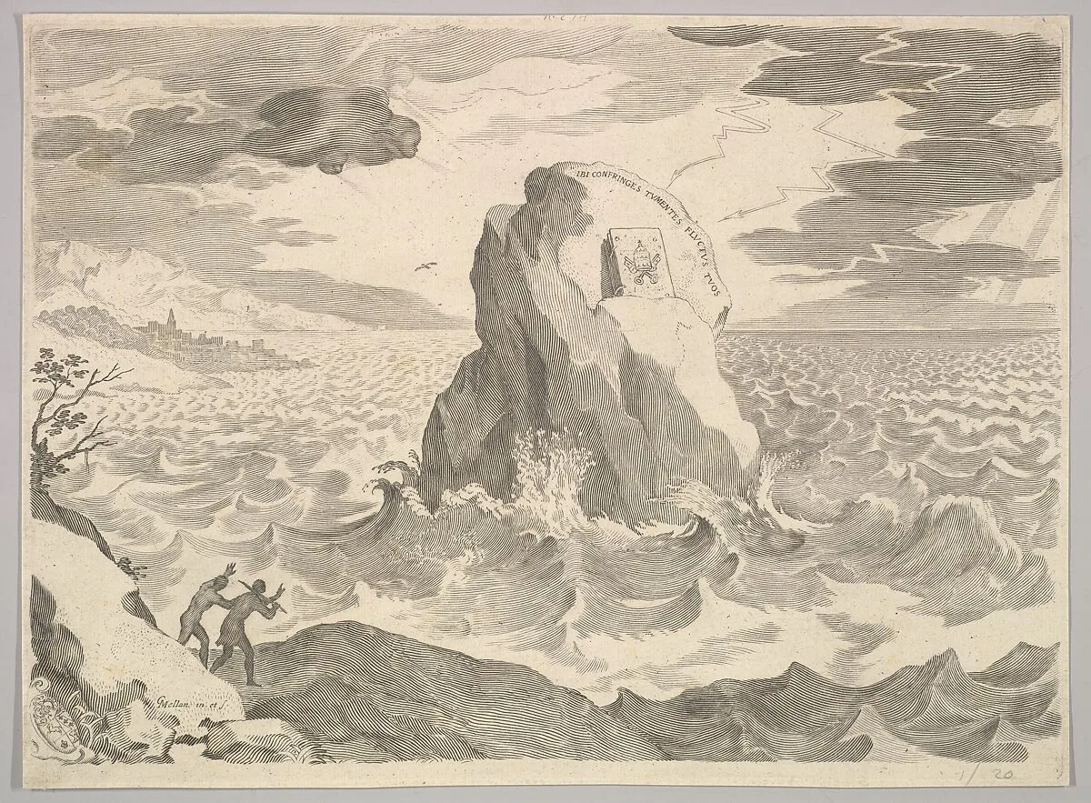 Allegory Against the Pelagian Heresy (Allégorie contre l'hérésy pélagienne et armoires) — Claude Mellan