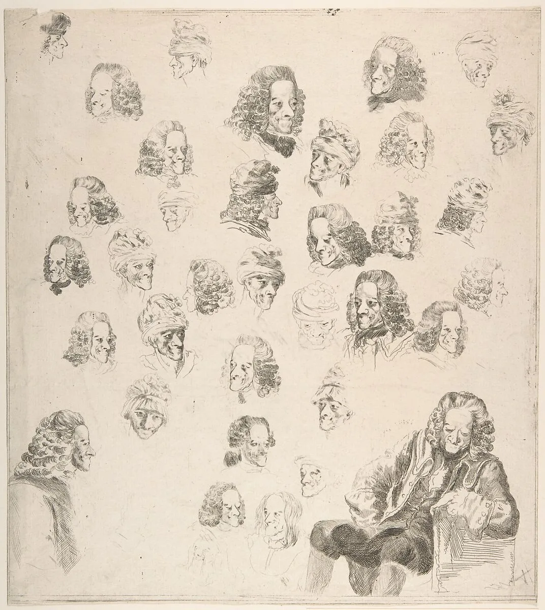 Sketches of Voltaire at Age Eighty-One — baron Dominique Vivant Denon