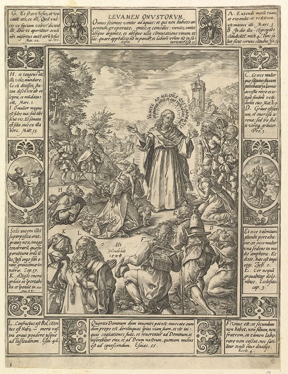 Levamen Onostrorum, from "Allegories of the Christian Faith, from Christian and Profane Allegories" — Hendrick Goltzius|Hendrick Hondius I