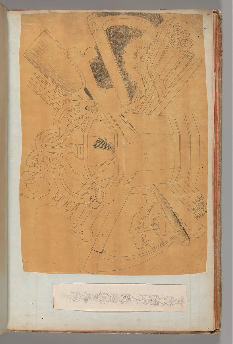 Page from a Scrapbook containing Drawings and Several Prints of Architecture, Interiors, Furniture and Other Objects — Charles Percier|Pierre François Léonard Fontaine