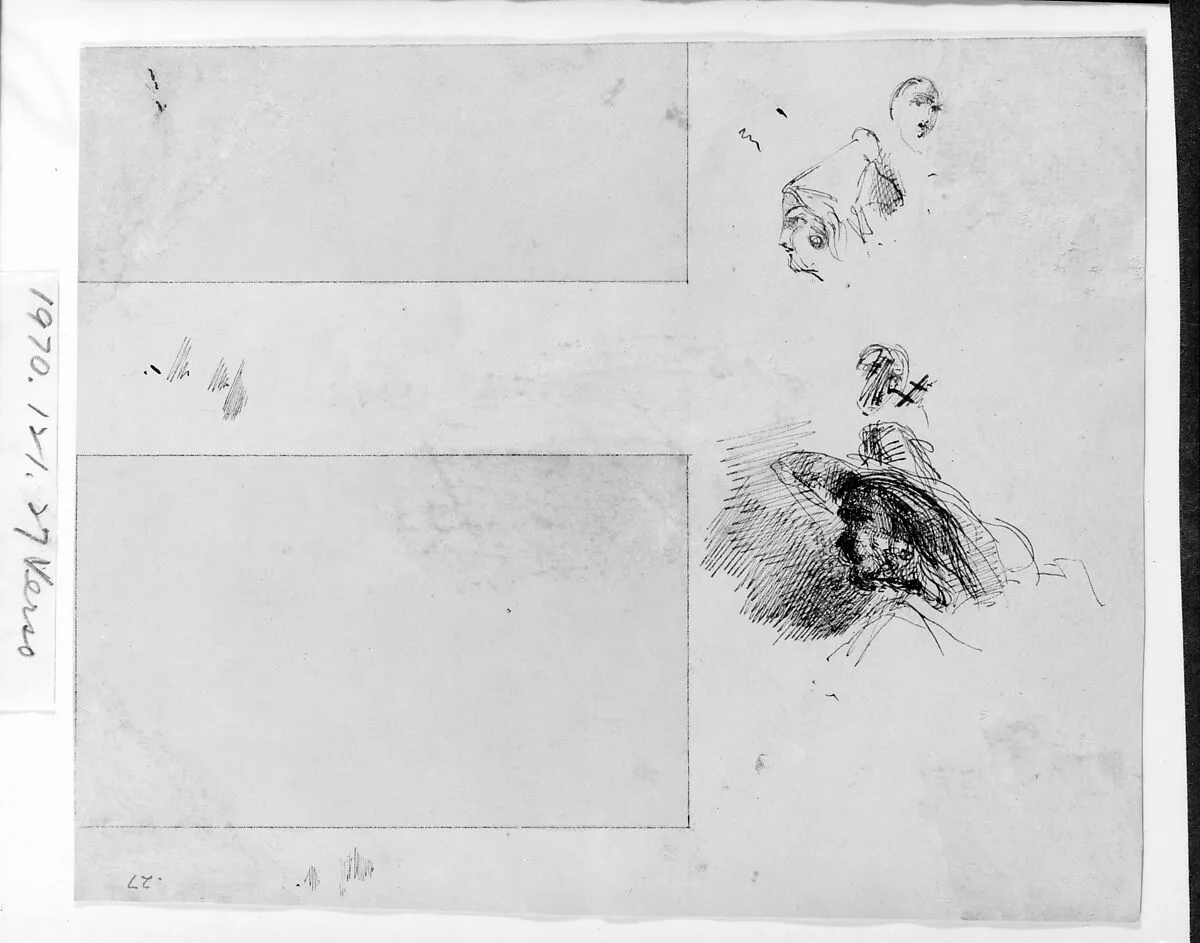 Two Profile Studies; One Sketch of a Head (from Sketchbook) — James McNeill Whistler