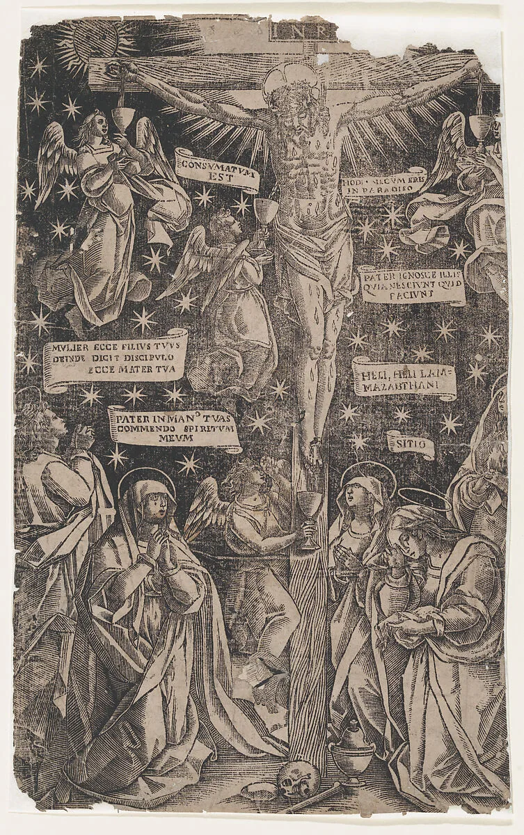 Christ on the Cross surrounded by mourners — Anonymous, Italian, 17th or 18th century