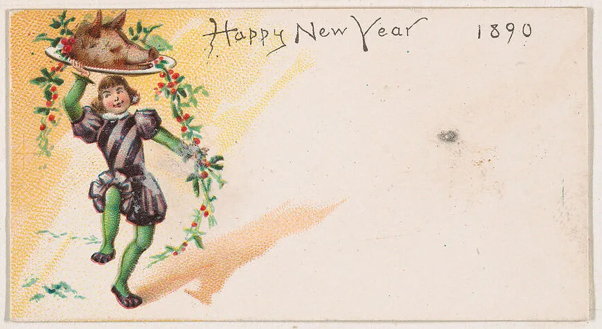 Happy New Year 1890, from the New Years 1890 series (N227) issued by Kinney Bros. — Kinney Brothers Tobacco Company