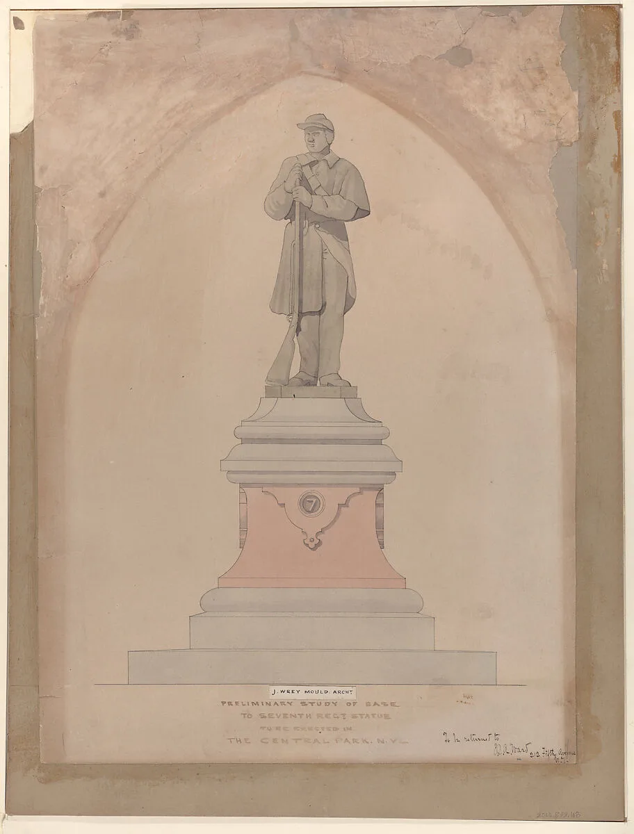 Pedestal Design for the Seventh Regiment Memorial in Central Park — John Quincy Adams Ward|Jacob Wrey Mould