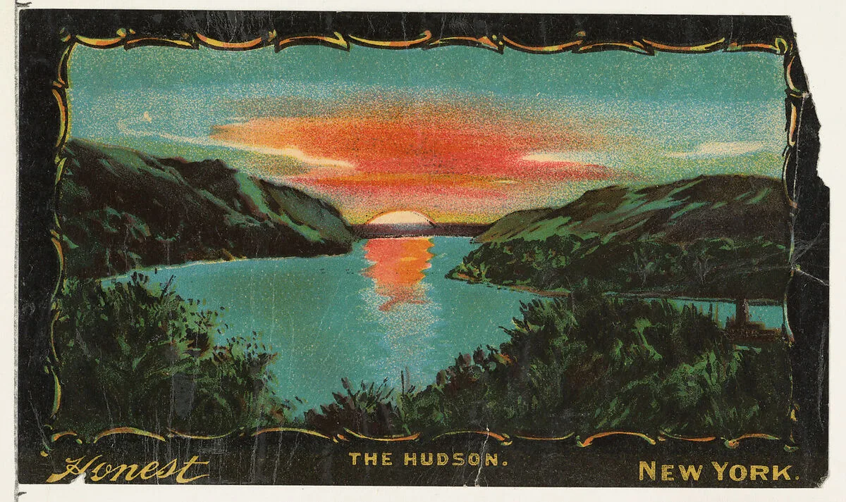 The Hudson River, from the Transparencies series (N137) issued by W. Duke, Sons & Co. to promote Honest Long Cut Tobacco — W. Duke, Sons & Co.