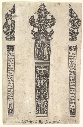 Design for knife handle to commemorate a marriage