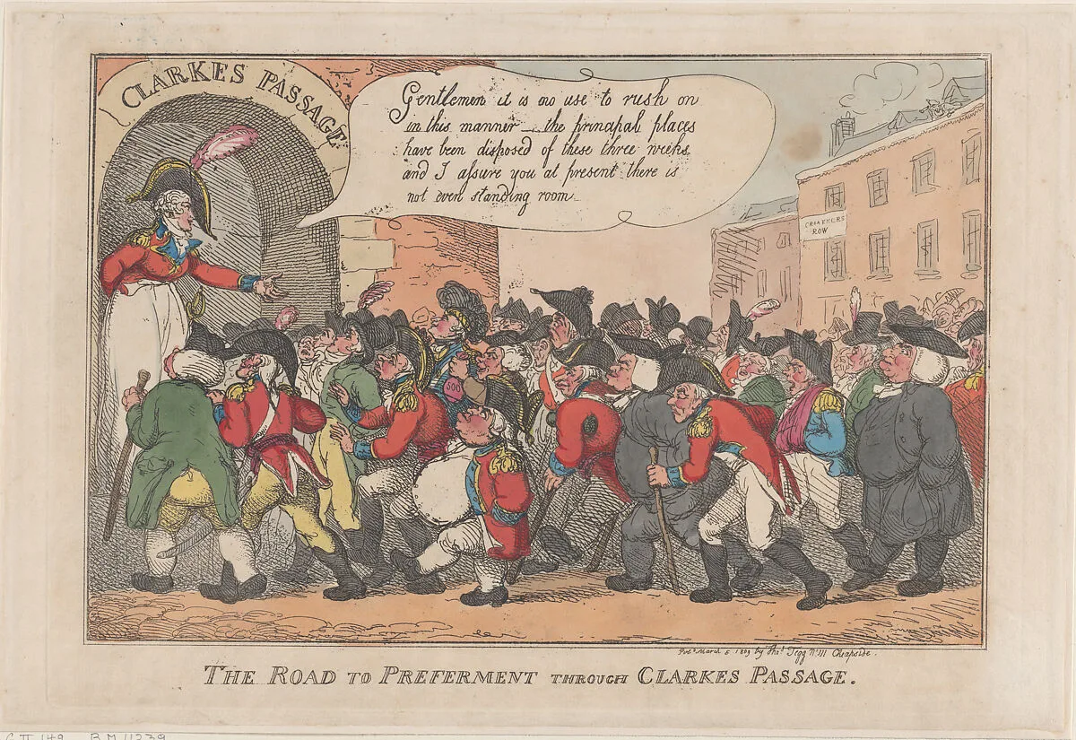The Road to Preferment Through Clarke's Passage — Mary Anne Clarke|Thomas Rowlandson|Thomas Tegg