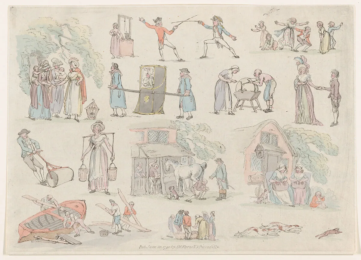 Plate 8, Outlines of Figures, Landscapes and Cattle...for the Use of Learners — Thomas Rowlandson|Mrs. Lay