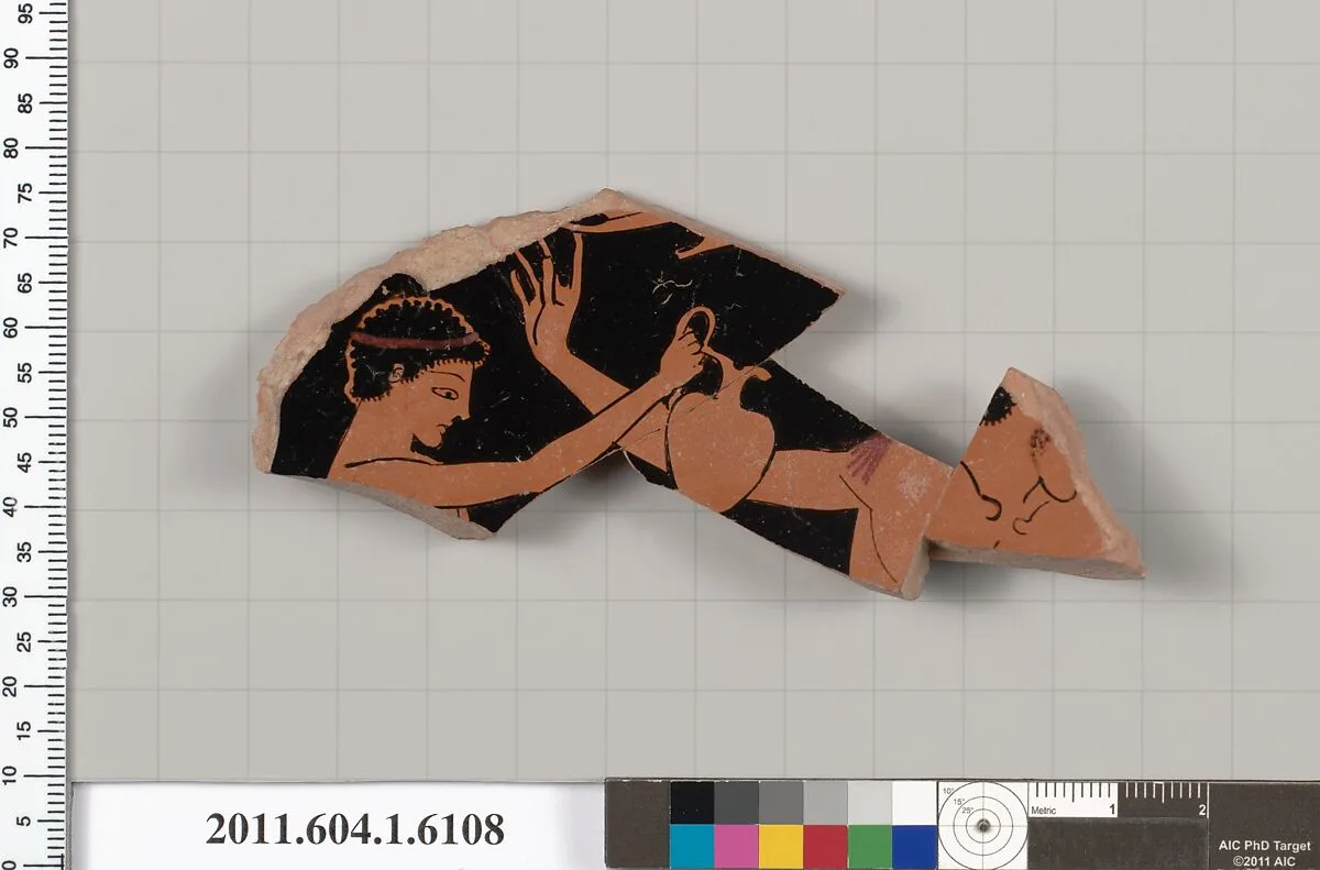Terracotta fragment of a kylix (drinking cup) — Epidromos Painter