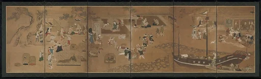 異国人交易図屏風|Foreign Merchants in Japanese Trade Port