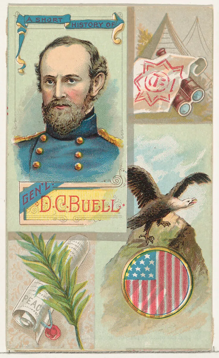 A Short History of General Don Carlos Buell, from the Histories of Generals series (N114) issued by W. Duke, Sons & Co. to promote Honest Long Cut Smoking and Chewing Tobacco — W. Duke, Sons & Co.|Knapp & Company