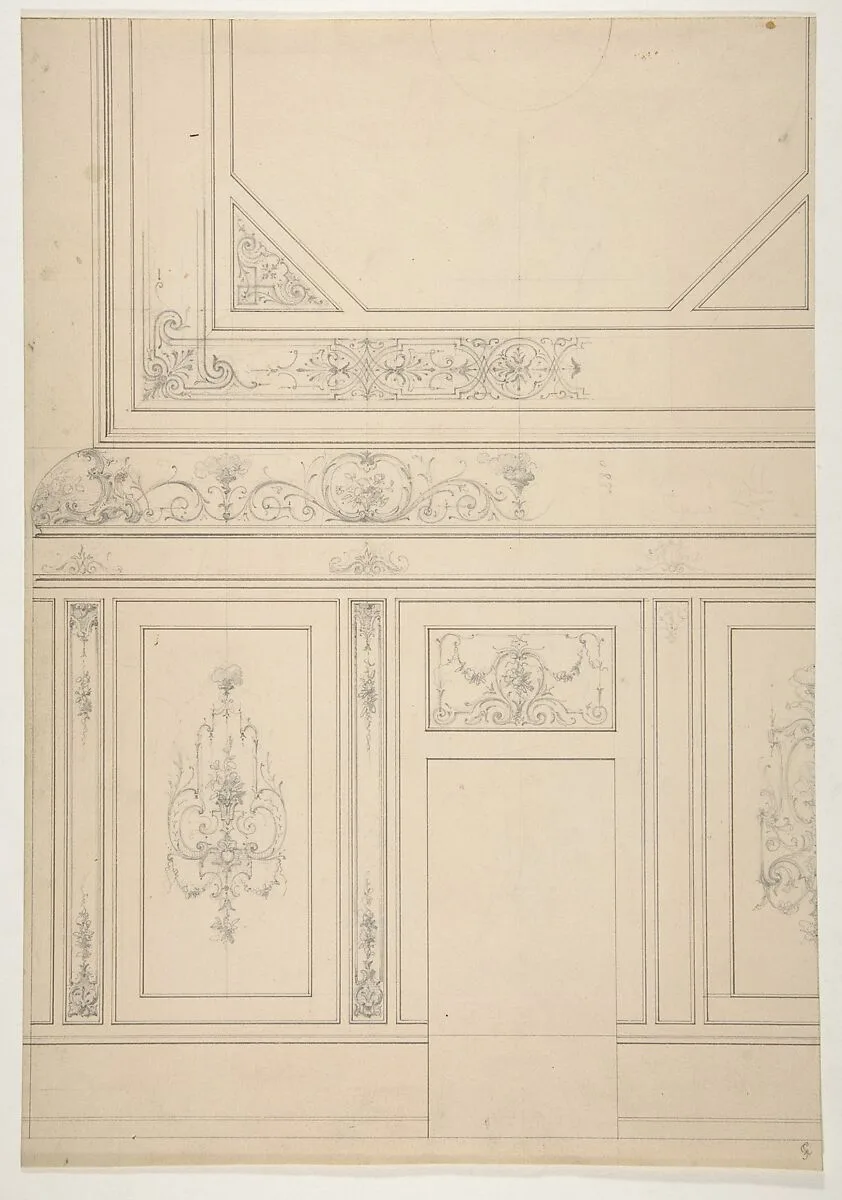 Design for the painted decoration of a rooms walls and ceiling — Jules-Edmond-Charles Lachaise|Eugène-Pierre Gourdet