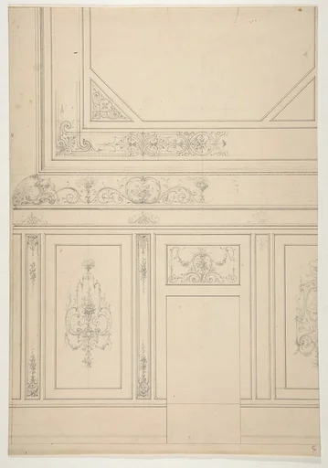 Design for the painted decoration of a rooms walls and ceiling