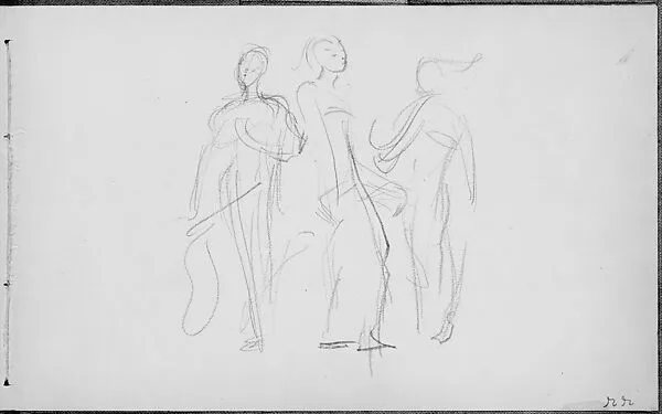 Three Standing Dancers (from Sketchbook of Javanese Dancers) — John Singer Sargent