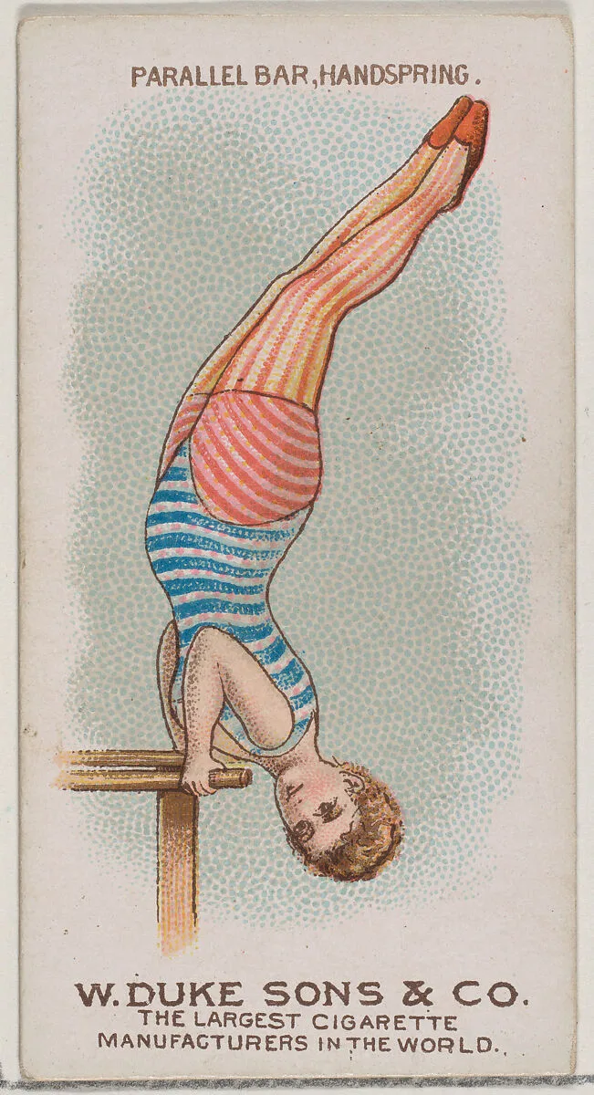 Parallel Bar, Handspring, from the Gymnastic Exercises series (N77) for Duke brand cigarettes — W. Duke, Sons & Co.