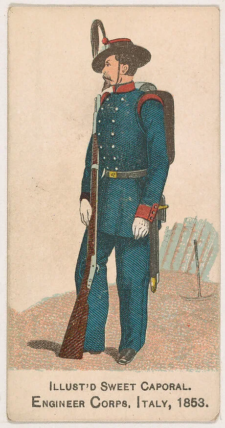 Engineer Corps, Italy, 1853, from the Military Series (N224) issued by Kinney Tobacco Company to promote Sweet Caporal Cigarettes — Kinney Brothers Tobacco Company