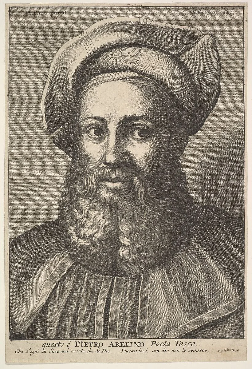 Pietro Aretino — Marcantonio Raimondi|Pietro Aretino|Wenceslaus Hollar|Titian (Tiziano Vecellio)