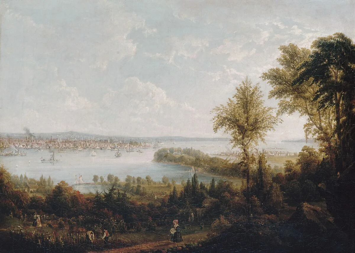 View of the Bay and City of New York from Weehawken — Robert Havell Jr.