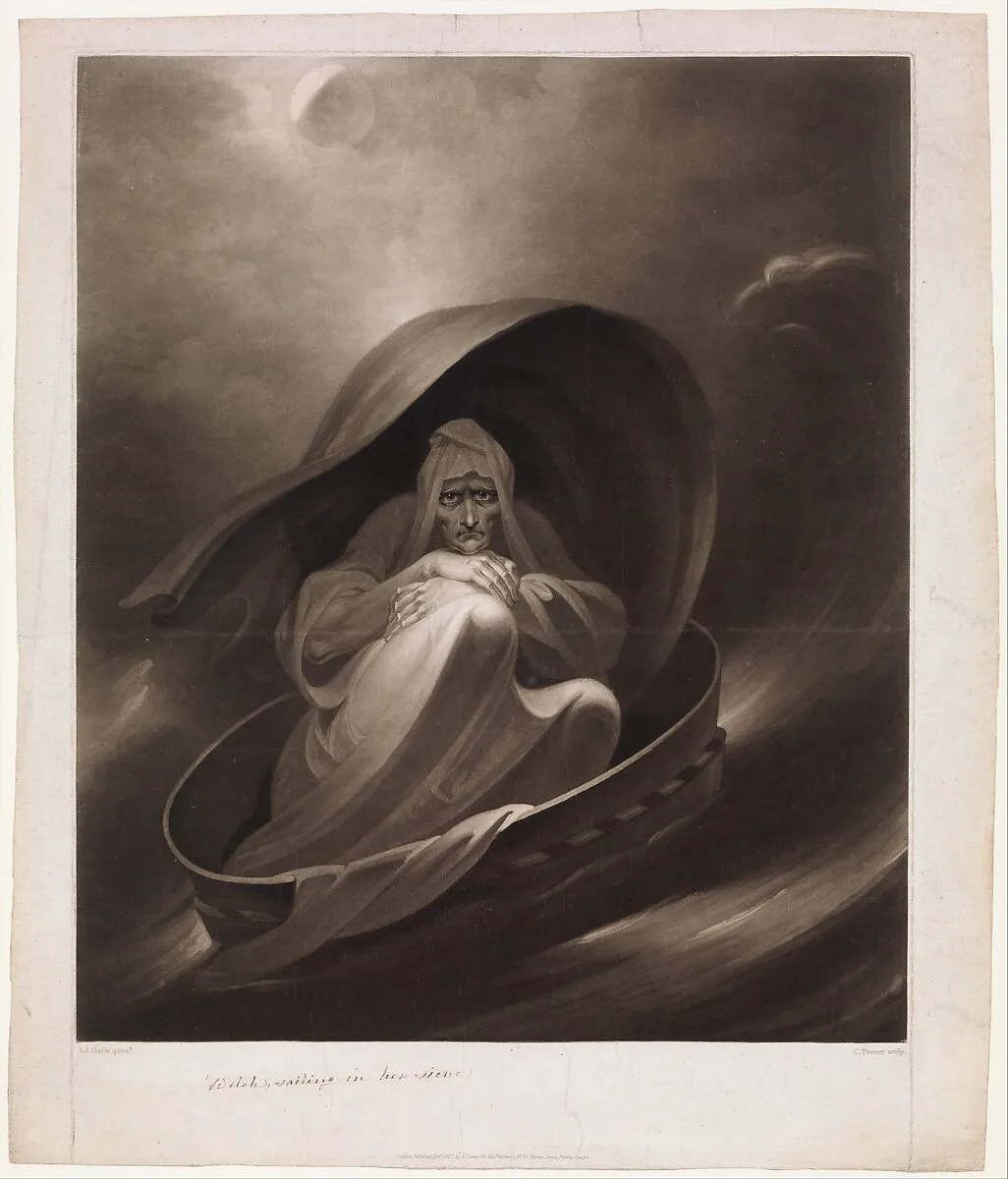 A Witch Sailing to Aleppo in a Sieve — Charles Turner|John James Halls