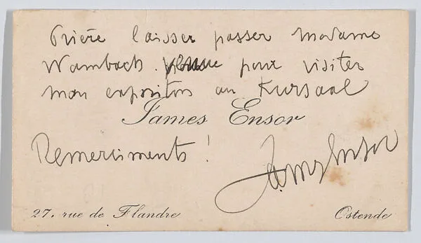 James Ensor, calling card — Anonymous