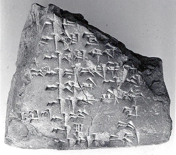 Cuneiform tablet: fragment of the Weidner God List — Unknown
