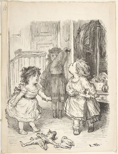 Three Little Girls in a Room Arguing and Spitting